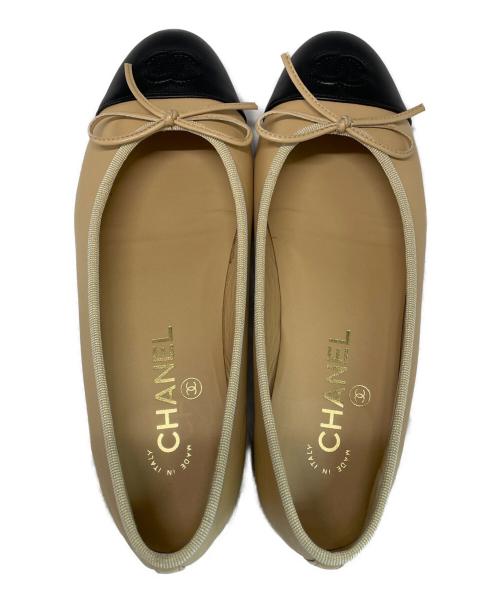 CHANEL（シャネル）CHANEL (シャネル) バイカラーバレエシューズ ベージュ×ブラック サイズ:SIZE 37Cの古着・服飾アイテム