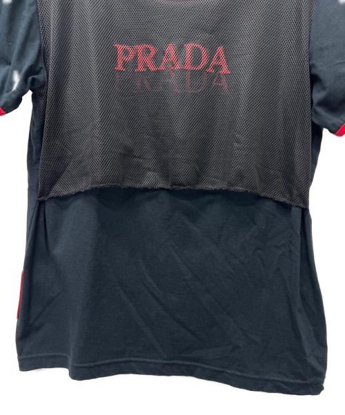 PRADA（プラダ）PRADA (プラダ) 切替メッシュTシャツ ブラック×レッド サイズ:不明の古着・服飾アイテム