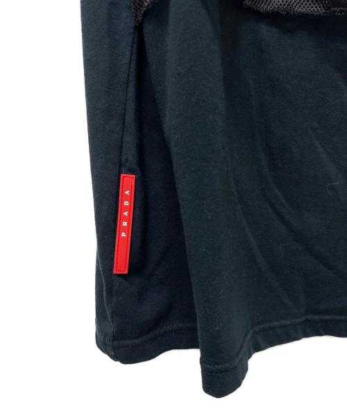 PRADA（プラダ）PRADA (プラダ) 切替メッシュTシャツ ブラック×レッド サイズ:不明の古着・服飾アイテム