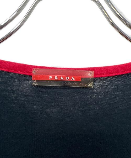 PRADA（プラダ）PRADA (プラダ) 切替メッシュTシャツ ブラック×レッド サイズ:不明の古着・服飾アイテム