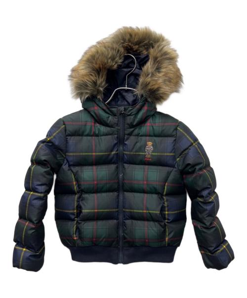 POLO RALPH LAUREN（ポロ・ラルフローレン）POLO RALPH LAUREN (ポロ・ラルフローレン) ダウンジャケット グリーン×ネイビー サイズ:１２０の古着・服飾アイテム