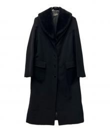 Salvatore Ferragamo（サルヴァトーレ フェラガモ）の古着「ファー襟コート」｜ブラック
