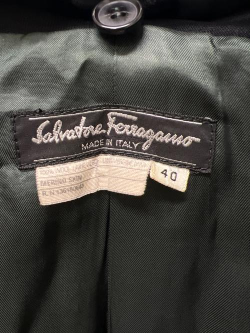 Salvatore Ferragamo（サルヴァトーレ フェラガモ）Salvatore Ferragamo (サルヴァトーレ フェラガモ) ファー襟コート ブラック サイズ:40の古着・服飾アイテム