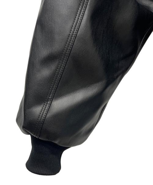 9090（9090）9090 (9090) King Logo Synthetic Leather Hooded Jacket ブラック サイズ:Ｌの古着・服飾アイテム
