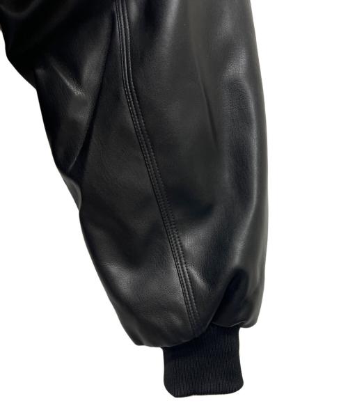 9090（9090）9090 (9090) King Logo Synthetic Leather Hooded Jacket ブラック サイズ:Ｌの古着・服飾アイテム