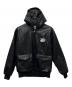 9090（9090）の古着「King Logo Synthetic Leather Hooded Jacket」｜ブラック