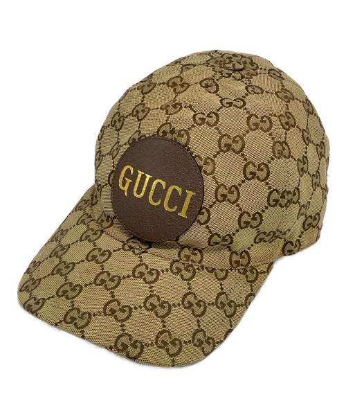 GUCCI（グッチ）GUCCI (グッチ) ベースボールキャップ ベージュ×ブラウンの古着・服飾アイテム