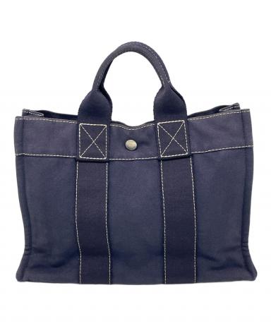 エルメス　カリカット　ネイビー プリーツデザイン トートバッグジャンク扱 中古・古着通販】HERMES (エルメス) トートバッグ ネイビー｜ブランド