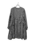 BEARDSLEYビアズリー）の古着「長袖ワンピース」｜ホワイト×ブラック