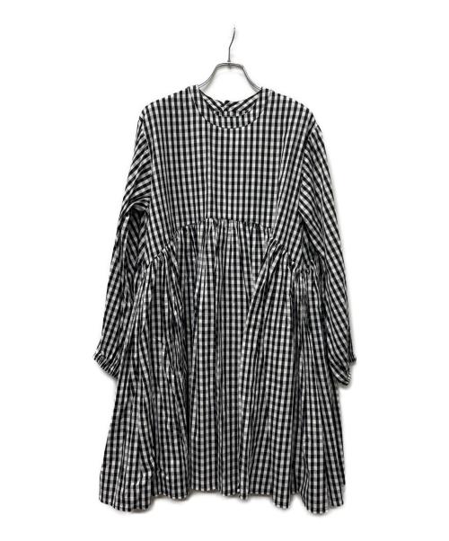 BEARDSLEY（ビアズリー）BEARDSLEY (ビアズリー) 長袖ワンピース ホワイト×ブラック サイズ:FREEの古着・服飾アイテム