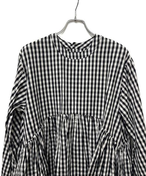 BEARDSLEY（ビアズリー）BEARDSLEY (ビアズリー) 長袖ワンピース ホワイト×ブラック サイズ:FREEの古着・服飾アイテム