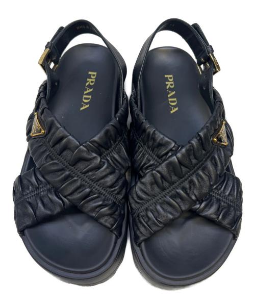 PRADA（プラダ）PRADA (プラダ) ナッパレザー サンダル ブラック サイズ:36の古着・服飾アイテム
