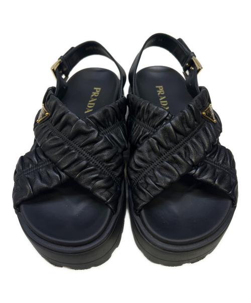 PRADA（プラダ）PRADA (プラダ) ナッパレザー サンダル ブラック サイズ:36の古着・服飾アイテム