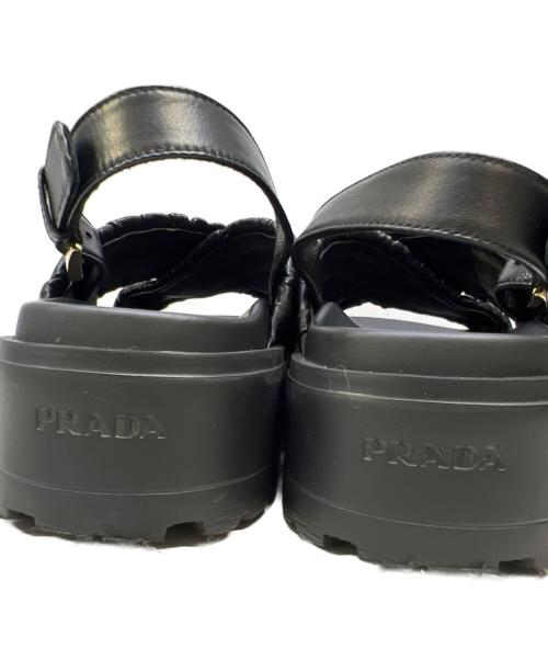 PRADA（プラダ）PRADA (プラダ) ナッパレザー サンダル ブラック サイズ:36の古着・服飾アイテム