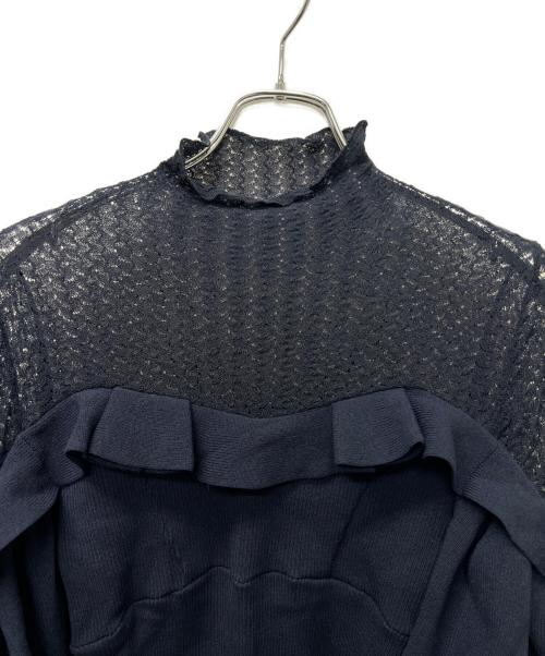 Snidel（スナイデル）Snidel (スナイデル) ドッキングフリルニットプルオーバー ネイビー サイズ:FREEの古着・服飾アイテム
