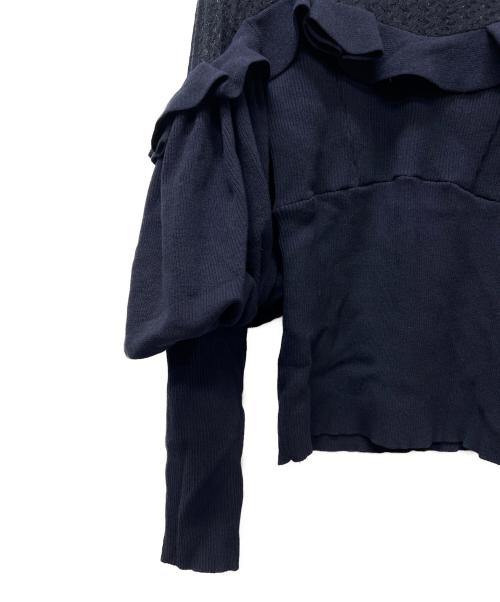 Snidel（スナイデル）Snidel (スナイデル) ドッキングフリルニットプルオーバー ネイビー サイズ:FREEの古着・服飾アイテム