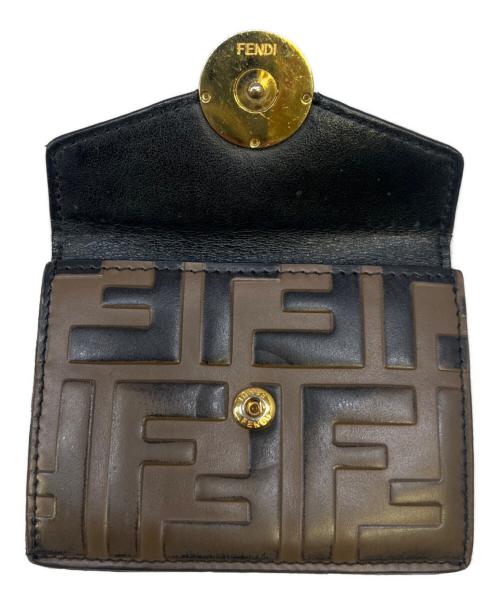 FENDI（フェンディ）FENDI (フェンディ) マイクロ3つ折り財布 ブラック×ブラウンの古着・服飾アイテム