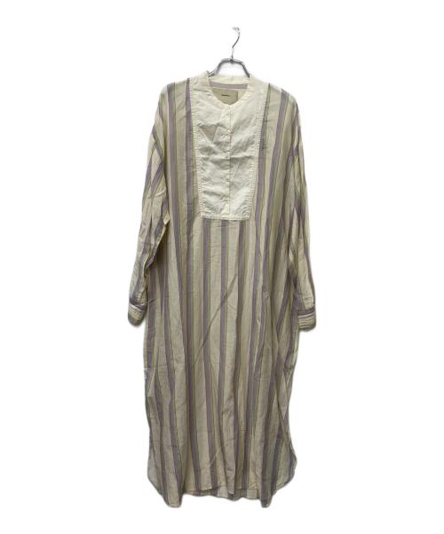 TODAYFUL（トゥデイフル）TODAYFUL (トゥデイフル) 長袖ワンピース ベージュ×パープル サイズ:Mの古着・服飾アイテム