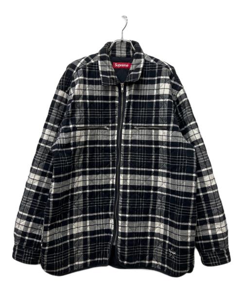 SUPREME（シュプリーム）SUPREME (シュプリーム) Quilted Flannel Zip Up Shirt ブラック×ホワイト サイズ:ＸＬの古着・服飾アイテム