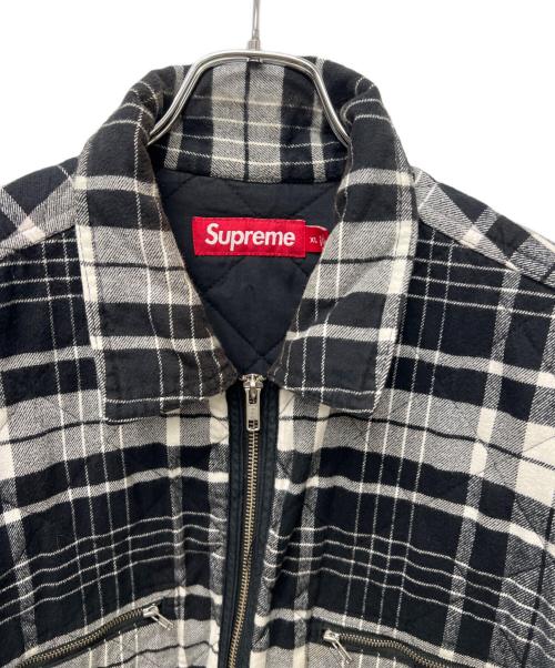 SUPREME（シュプリーム）SUPREME (シュプリーム) Quilted Flannel Zip Up Shirt ブラック×ホワイト サイズ:ＸＬの古着・服飾アイテム