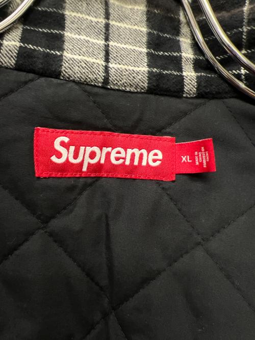 SUPREME（シュプリーム）SUPREME (シュプリーム) Quilted Flannel Zip Up Shirt ブラック×ホワイト サイズ:ＸＬの古着・服飾アイテム
