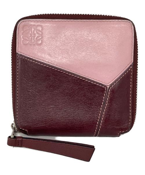 LOEWE（ロエベ）LOEWE (ロエベ) 2つ折り財布 ピンク×ボルドーの古着・服飾アイテム