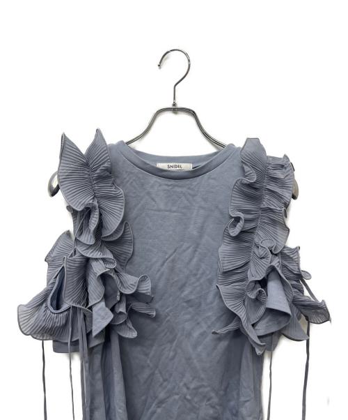 Snidel（スナイデル）Snidel (スナイデル) フリルスリーブカットプルオーバー ブルー サイズ:FREEの古着・服飾アイテム