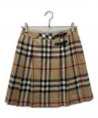 BURBERRY LONDONバーバリーロンドン）の古着「ノバチェックプリーツスカート」｜ベージュ×ブラック