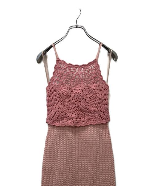 Lily Brown（リリーブラウン）Lily Brown (リリーブラウン) クロシェビスチェドッキングニットワンピース ピンク サイズ:FREEの古着・服飾アイテム