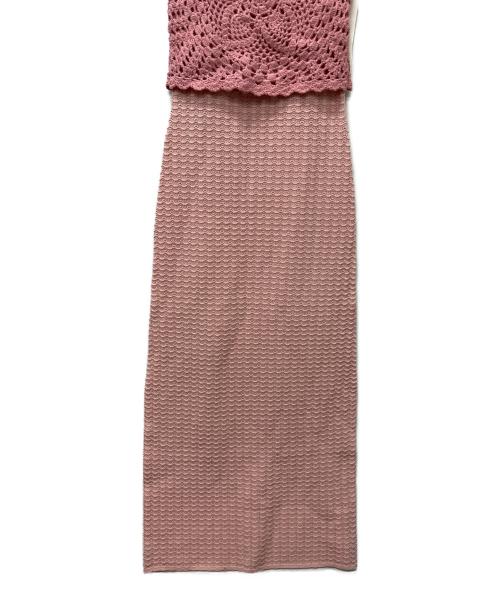 Lily Brown（リリーブラウン）Lily Brown (リリーブラウン) クロシェビスチェドッキングニットワンピース ピンク サイズ:FREEの古着・服飾アイテム