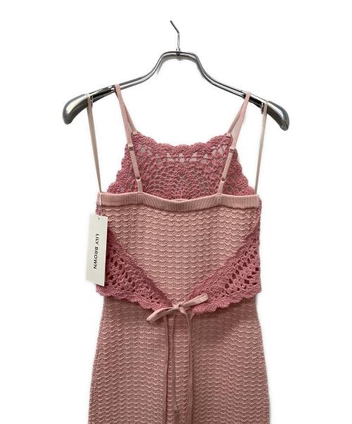Lily Brown（リリーブラウン）Lily Brown (リリーブラウン) クロシェビスチェドッキングニットワンピース ピンク サイズ:FREEの古着・服飾アイテム