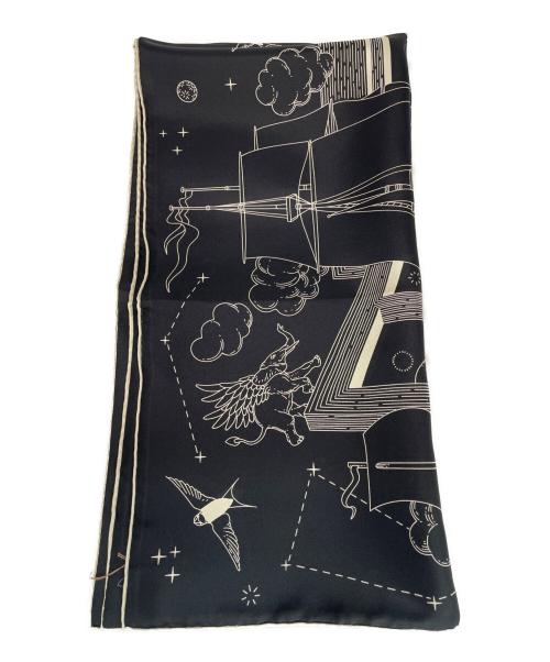 HERMES（エルメス）HERMES (エルメス) 大判スカーフ ブラック×ベージュの古着・服飾アイテム