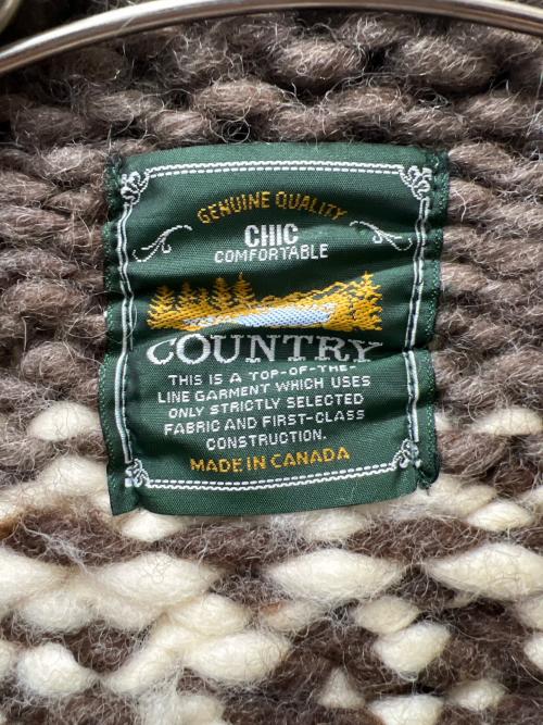 COUNTRY（カントリー）COUNTRY (カントリー) カウチンニットカーディガン ブラウン×アイボリー サイズ:ーの古着・服飾アイテム