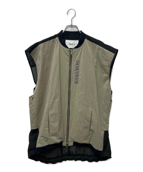 Parc.1（パルクアン）Parc.1 (パルクアン) ナイロンタフタ×シアーベスト ベージュ×ブラック サイズ:１の古着・服飾アイテム