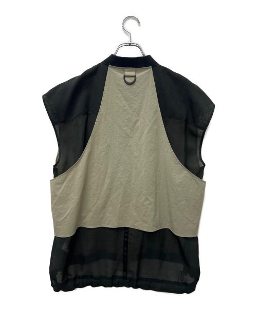 Parc.1（パルクアン）Parc.1 (パルクアン) ナイロンタフタ×シアーベスト ベージュ×ブラック サイズ:１の古着・服飾アイテム