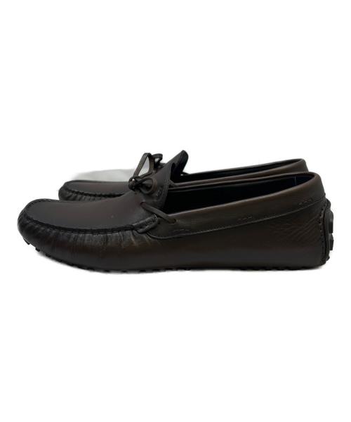 HUGO BOSS（ヒューゴ ボス）HUGO BOSS (ヒューゴ ボス) レザードライビングシューズ リボンディテール ブラウン サイズ:71/2の古着・服飾アイテム