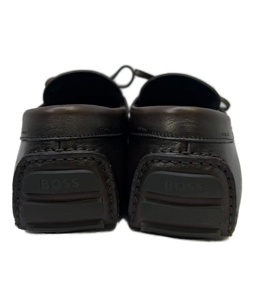 HUGO BOSS（ヒューゴ ボス）HUGO BOSS (ヒューゴ ボス) レザードライビングシューズ リボンディテール ブラウン サイズ:71/2の古着・服飾アイテム