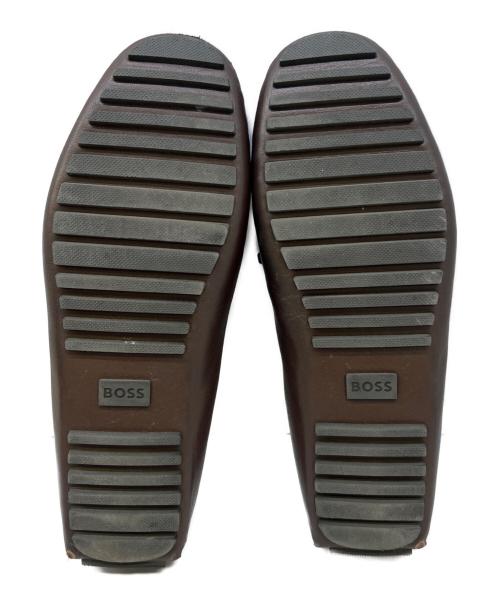 HUGO BOSS（ヒューゴ ボス）HUGO BOSS (ヒューゴ ボス) レザードライビングシューズ リボンディテール ブラウン サイズ:71/2の古着・服飾アイテム