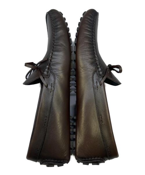 HUGO BOSS（ヒューゴ ボス）HUGO BOSS (ヒューゴ ボス) レザードライビングシューズ リボンディテール ブラウン サイズ:71/2の古着・服飾アイテム