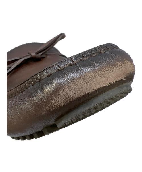 HUGO BOSS（ヒューゴ ボス）HUGO BOSS (ヒューゴ ボス) レザードライビングシューズ リボンディテール ブラウン サイズ:71/2の古着・服飾アイテム