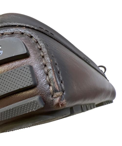 HUGO BOSS（ヒューゴ ボス）HUGO BOSS (ヒューゴ ボス) レザードライビングシューズ リボンディテール ブラウン サイズ:71/2の古着・服飾アイテム