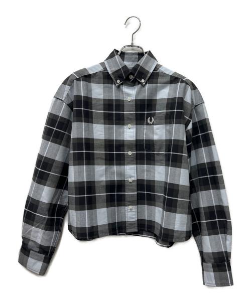 FRED PERRY（フレッドペリー）FRED PERRY (フレッドペリー) クロップドシャツ ブルー×ブラック サイズ:10の古着・服飾アイテム