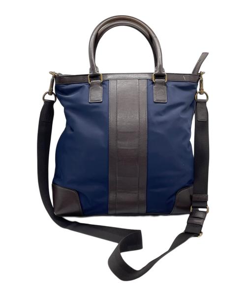 COACH（コーチ）COACH (コーチ) 2WAYバッグ ネイビー×ブラウンの古着・服飾アイテム