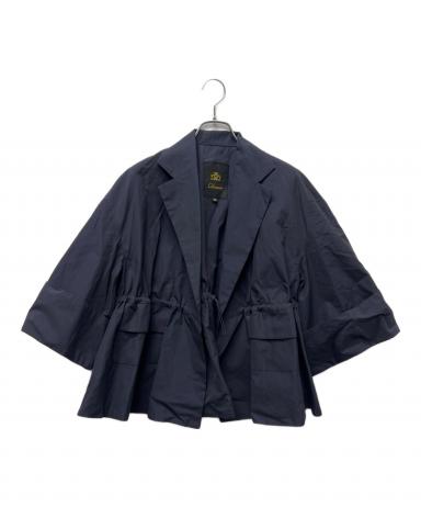drawer ドゥロワー スソギャザー ジャケット　ネイビー　36 中古・古着通販】DRAWER (ドゥロワー) コットン ドロースロリング