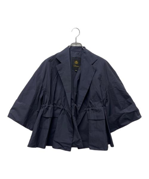 DRAWER（ドゥロワー）DRAWER (ドゥロワー) コットン ドロースロリング ワイド シングルジャケット ネイビー サイズ:３６の古着・服飾アイテム