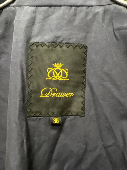 DRAWER（ドゥロワー）DRAWER (ドゥロワー) コットン ドロースロリング ワイド シングルジャケット ネイビー サイズ:３６の古着・服飾アイテム