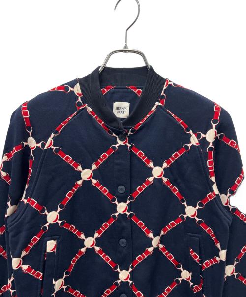 HERMES（エルメス）HERMES (エルメス) グラン トゥラララ スウェットジャケット ネイビー×レッド サイズ:３４の古着・服飾アイテム
