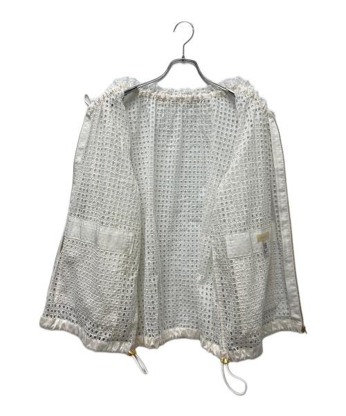 DRAWER（ドゥロワー）DRAWER (ドゥロワー) レースメッシュ ジップアップブルゾン ホワイト サイズ:３６の古着・服飾アイテム