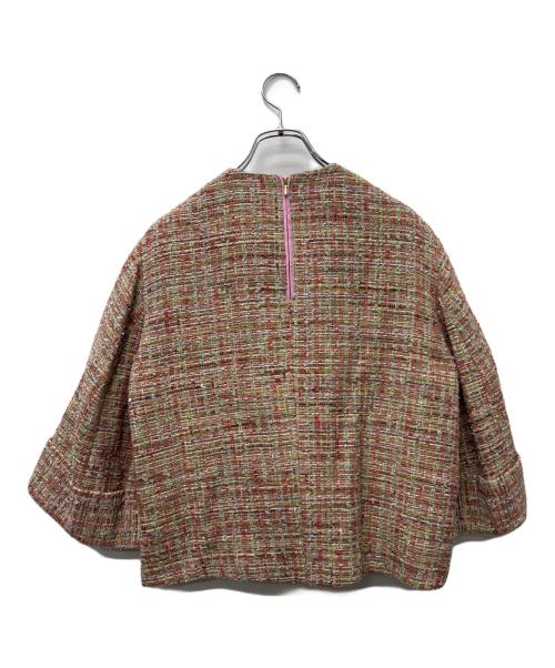 DRAWER（ドゥロワー）DRAWER (ドゥロワー) ツイードプルオーバー ベージュ×レッド サイズ:３６の古着・服飾アイテム