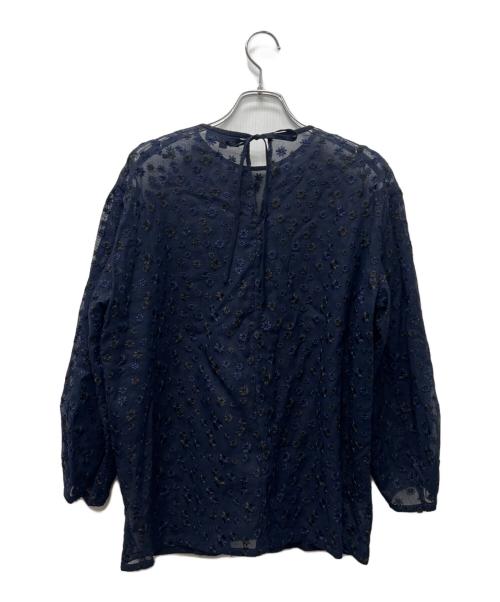 DRAWER（ドゥロワー）DRAWER (ドゥロワー) 刺繍シアーブラウス ネイビー サイズ:３６の古着・服飾アイテム